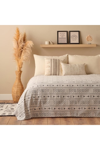 Bella Maison Anchal Pamuklu Çift Kişilik Baskılı Pike Antrasit 200 x 220 CM Antrasit