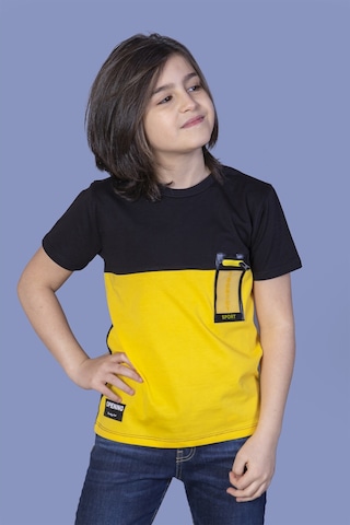 Toontoy Kids Toontoy Erkek Çocuk Garnili Cep Aksesuarlı Tişört Sarı
