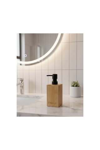 Modern Doğal Görünümlü Bambu Kare Sıvı Sabunluk, Losyonluk Doğal Bambu