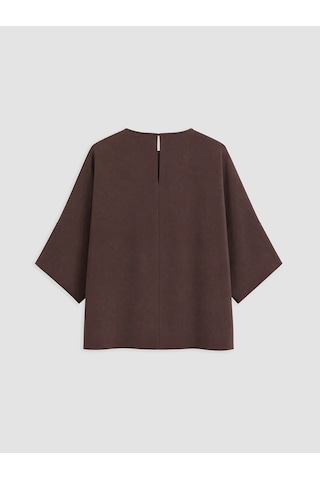 Lcw Vision Kahverengi Bisiklet Yaka Geniş Kollu Oversize Bluz