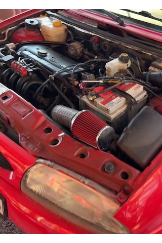 Ford Escort Uyumlu Spor Açık Hava Filtresi Krom Başlı Kırmızı Renk