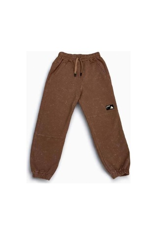 Erkek Çocuk Batik Desenli Beli Paçası Lastikli Eşofman Alt-14699 Kahverengi