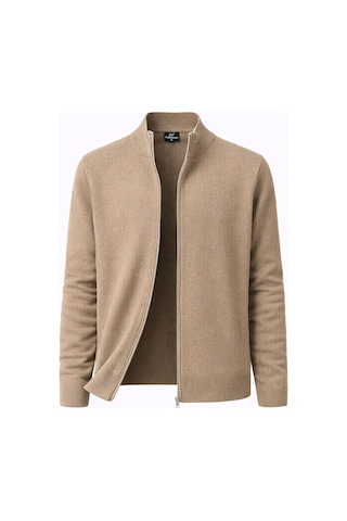 Classics Men Turbulance Slim Fit Erkek Tam Fermuarlı Triko Ceket - 7521 Bej