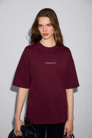 Grımelange Kıvato Kadın Pamuk Yumuşak Kumaşlı Baskı Detaylı Bordo T-shirt Bordo