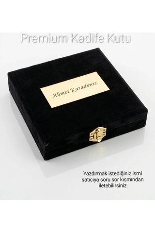 Premium Kadife Kutulu Tesbih, Altın Parçacıklı Tesbih, Özel Yazılı Harfli Tesbih, Altın Varaklı