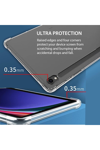 Samsung Uyumlu Galaxy Tab S9 X710 S9 Fe X510 Kılıf Darbelere Dayanıklı Şeffaf Kapak X716 X718 X516