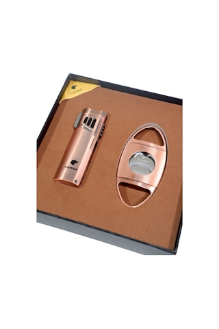 Cohiba Çakmak Kesici İkili Bronz Puro Seti - Tr9108