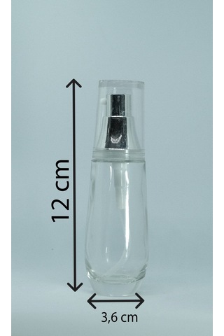 Losyon Ve Krem Şişesi 30 ML 2 Adet Boş Şeffaf Cam Gri Kapaklı
