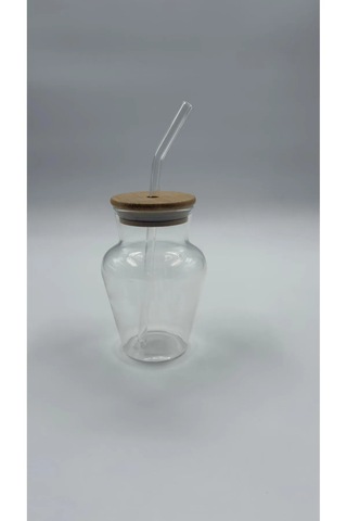 500 Ml Chubby Borosilikat Cam Bardak Bambu Kapaklı, Isıya Dayanıklı, Şeffaf Ve Modern Tasarım Cam - Şeffaf