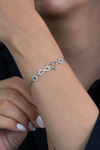 Kalbe Bağlı Sonsuzluk Kadın Gümüş Bileklik Wsb56