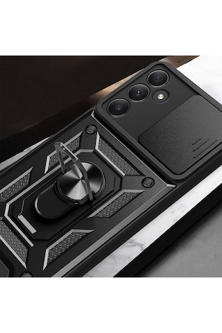 Galaxy Uyumlu A55 Kılıf Magnetik Standlı Kamera Korumalı Zore Sürgülü Vega Kapak Mavi
