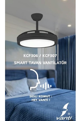 Kcf306 Vanti 30w 42 Smart Ledli Modern Vantilatör Siyah