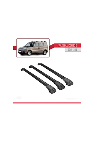 Vauxhall Combo D 2012-2018 Arası İle Uyumlu Ace-1 Ara Atkı Tavan Barı Siyah 3 Adet Bar
