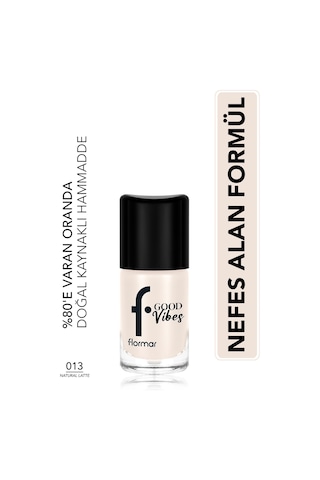 Flormar Good Vibes Yüksek Pigmentli & Parlak Bitişli Nefes Alabilen Oje 013 Naturallatte