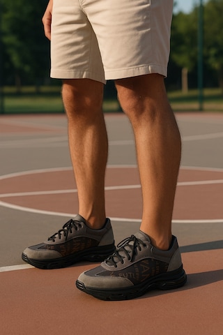 Growish Gr0288 İthal Balon Taban İçi Dışı Hakiki Deri Yazı Figürlü Sneaker Erkek Yürüyüş Ayakkabısı Antrasit - Siyah