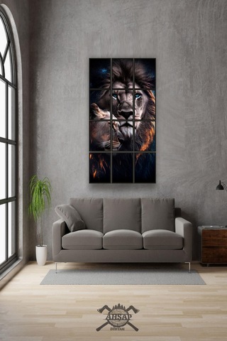 12 Parça Sevgili Aslan Çerçeve Görünümlü Mdf Tablo Duvar Süsü Hediyelik Eşya 45cm X 85cm Renkli - 602524267 Renkli
