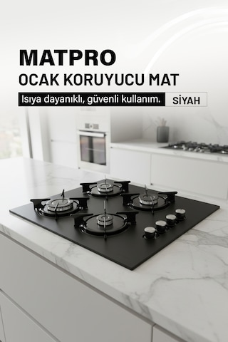 Kumtel Set Üstü Ocak Koruyucu Silikon Mat Siyah