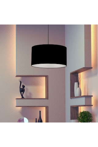 Dekoratif Mini Tekli Kumaş Sarkıt Hol Mutfak Çalışma Odası Avize Siyah