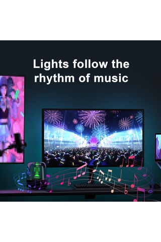 Qingmipy Rgb Müzik Senkronizasyonlu Led Işık Bariyeri - 5050rgb Ic, Yazılım Kontrollü Renk Ve Ritim Modları 24/27/32 İnç Çok Renkli