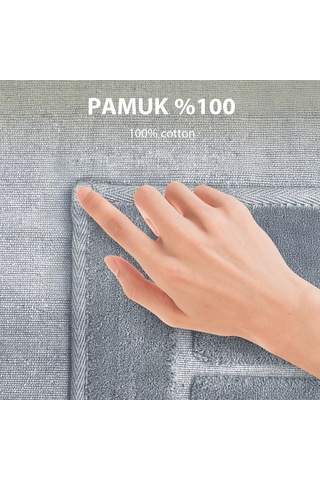 Bonny Home Line Köşeli Gri 2'li %100 Pamuk Banyo Halısı Paspası Seti Klozet Takımı Gri