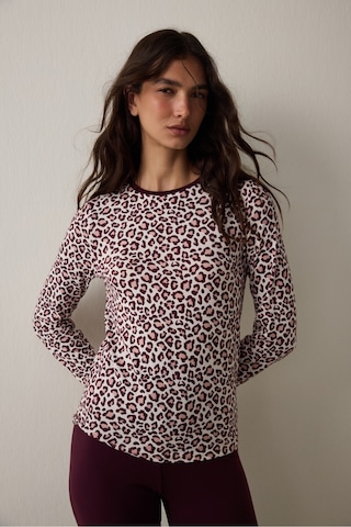 Penti Bordo Leopar Desenli Uzun Kollu Termal Etkili Pijama Üstü