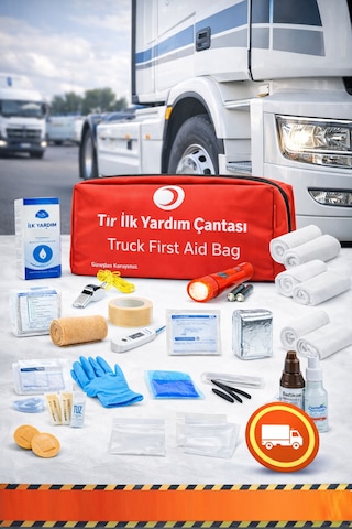 Tır İlk Yardım Çantası Tüvtürk Muayene Uyumlu Trafik Yönetmeliğine Uygun 50 Parça