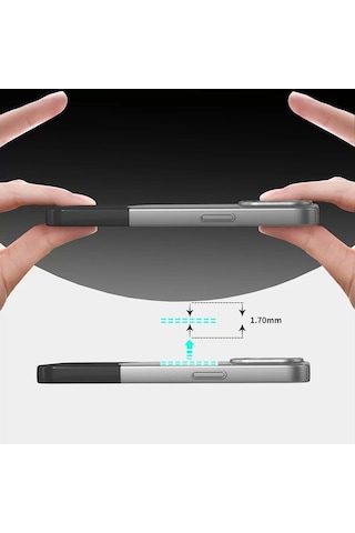 Apple Uyumlu iPhone 15 Kılıf Magsafe Şarj Kartlıklı Mıknatıslı Duble 1.7mm Kapak Kart Bölmeli Lacivert Siya