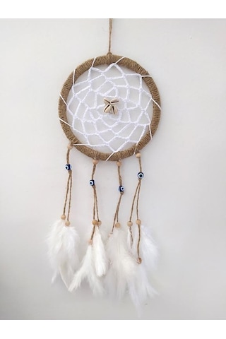 Hdmarketim Nazar Boncuklu Düş Kapanı Dreamcatcher Kuş Tüyü Duvar Süsü