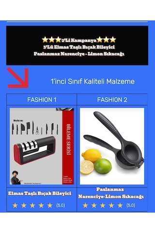 2'li Set Bıçak Bileyici Ve Limon Naranciye Portakal Sıkacağı