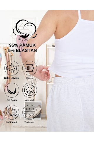 Alya Underwear Kaşkorse Geniş Yaka Askılı Crop Beyaz
