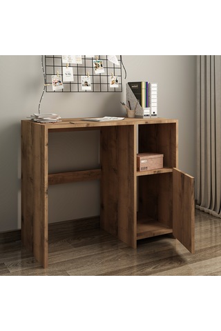 Kuzey Tek Kapaklı Çalışma Masası Minimal Tasarım Antik Ceviz