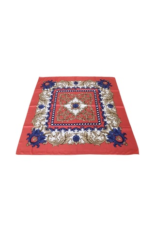 Tikitonki Çiçek Desenli Saten Pudra Pembe Eşarp - 90x90 Pembe Pembe