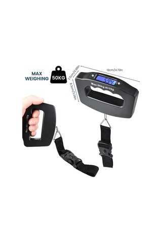 Wondernest Taşınabilir Siyah Dijital Bagaj Ölçeği 50kg Lichen Hg Siyah