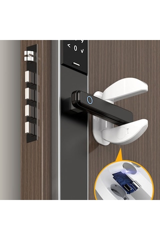 Sones Yalnız Yaşayan Hırsızlık Önleyici Kapı Durdurucu Deliksiz Çocuk Güvenlik Kilidi Alarmlı Siyah