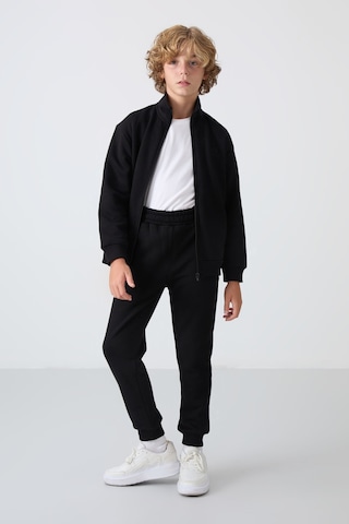 Tommy Life Siyah Pamuklu Kalın İçi Tüylü Yumuşak Dokulu Standart Fit Nakışlı Erkek Çocuk Eşofman Takım - 11256 Siyah