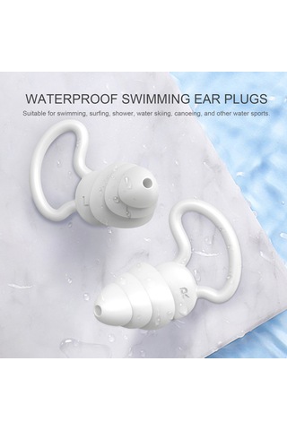 Hombey Su Sporu Ve Uyku İçin Su Geçirmez, Gürültü Azaltıcı Silikon Kulaklık - Köpek Balığı Kanat Desenli, Tekrar Kullanılabilir, Taşınması Kolay Mavi