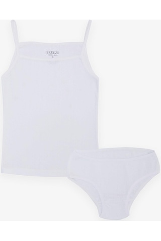 Breeze Kız Çocuk Atlet & Slip Takım Jakarlı 3-11 Yaş, Beyaz-beyaz Beyaz