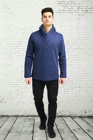 Black Steel Şal Yaka Casual Erkek Sweatshırt Lacivert