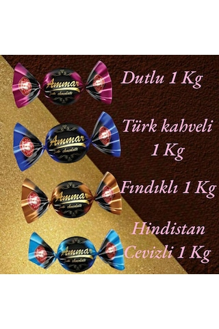 Ammar Bitter Kaplamalı Dutlu Türk Kahveli Fındıklı Hindistan Cevizli Çikolata 4'lü