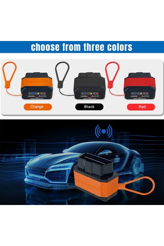 Tenfowee Konnweı Kw906 Bluetooth 5.0 Obd Araç Arıza Tarayıcısı, Android & İos Uyumlu, Portakal Renk