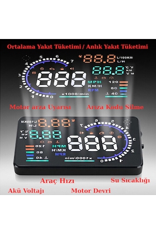 Multizone Hyundai Era-getz Hız Devir Su Sıcaklık Akü Yakıt Tüketimi Gps Gösterge Araba Obd2 Hud A8