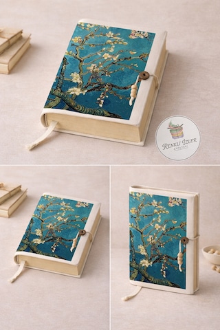Kitap Kılıfı Ve Metal Kitap Ayracı Seti Van Gogh Badem Çiçekleri