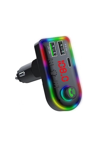 Willowhaven F8 Araba Fm Verici Renkli Işık Tipi-c Araba Mp3 Çalar-siyah