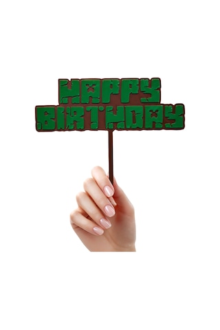 Minecraft Temalı Pasta Üstü Yazısı Happy Birthday Doğum Günü Pasta Üzeri Süsü