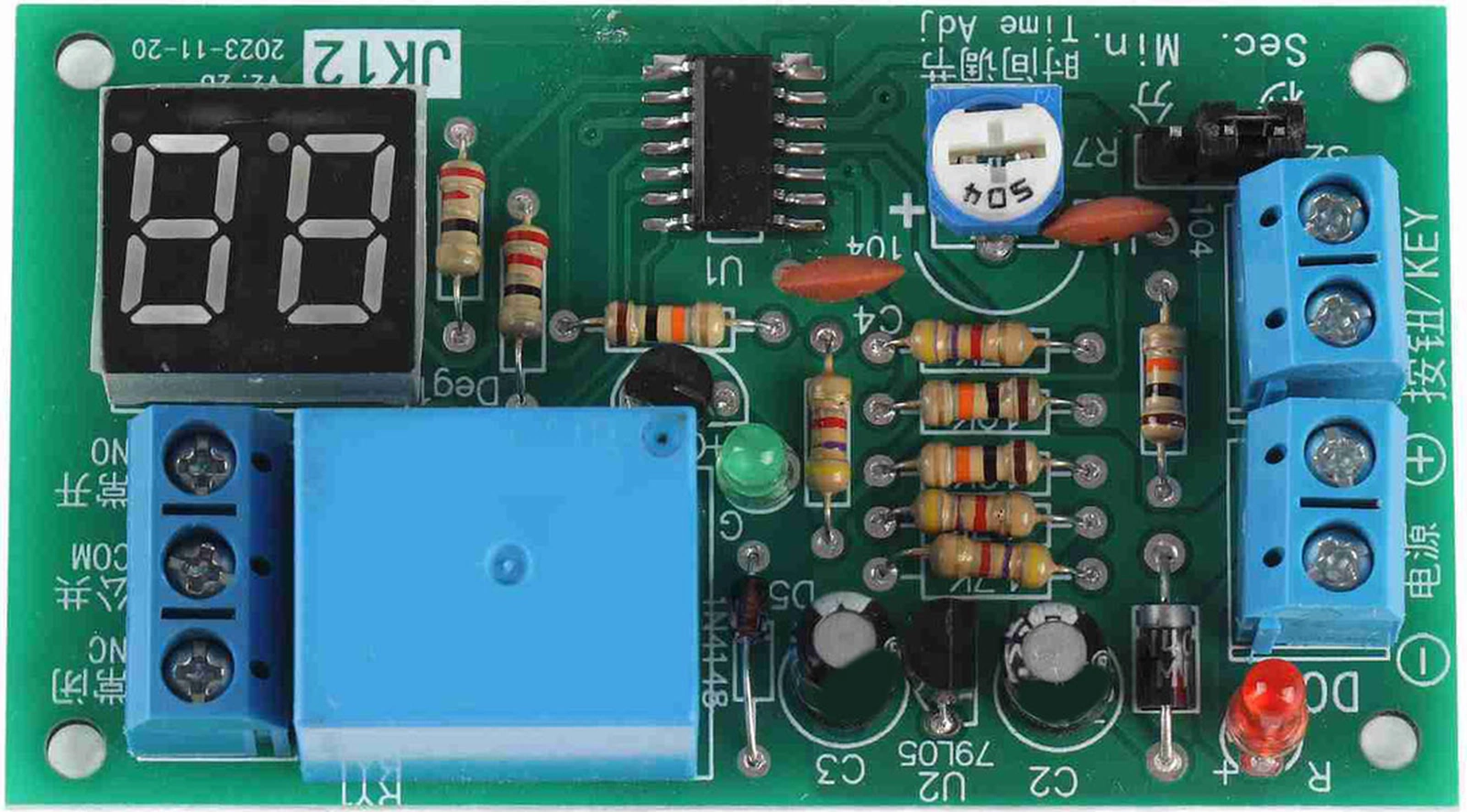 Tenfowee 12v Dc Tetiklemeli Ayarlanabilir Led Sayıcı Geri Sayım Röle Modülü 1sn-99dk Aralığı, Dinamik Görüntü, Mikrodenetleyici Tabanlı
