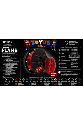 Generic Pla Hs Hyper Speed Filament Şeffaf Kırmızı 1.75 Mm 1000 Gr