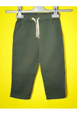 Erkek Bebek Keten Beli Paçası Lastikli Pantolon-15708 Yeşil