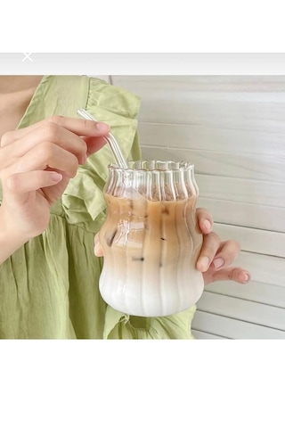 2 Li Isıya Dayanıklı Borosilikat Cam Uzun Bardak Kahve Ve Sunum