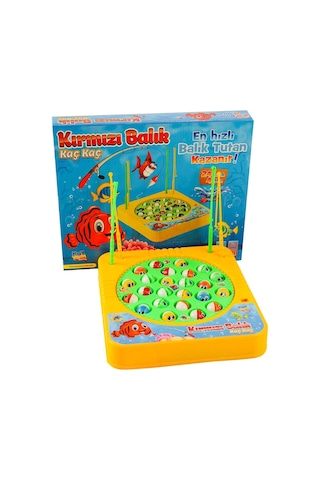 Pilli Balık Tutma Oyunu 24 Balık 4 Oltalı Müzikli Kırmızı Balık