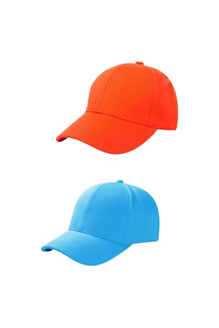 Ritagarcia Unisex Ayarlanabilir Spor Turuncu-turkuaz Basic Kep Şapka 2'li Set Turuncu